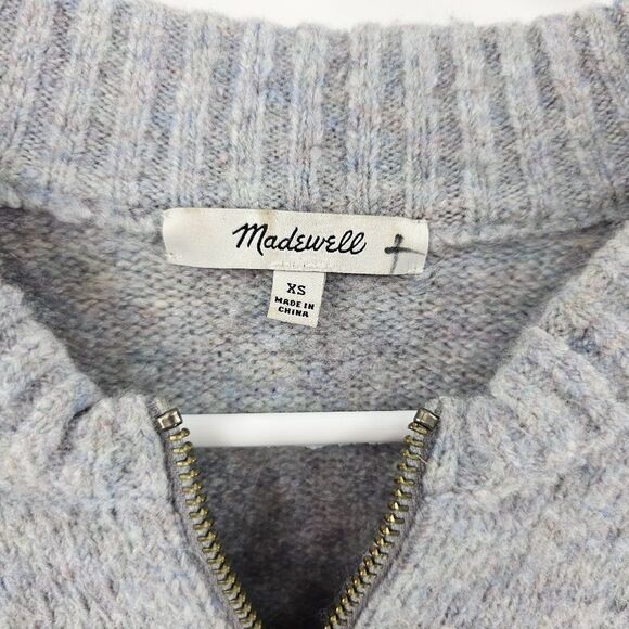Madewell wool alpaca sweater quarter zip gray xs small - Picture 3 of 4